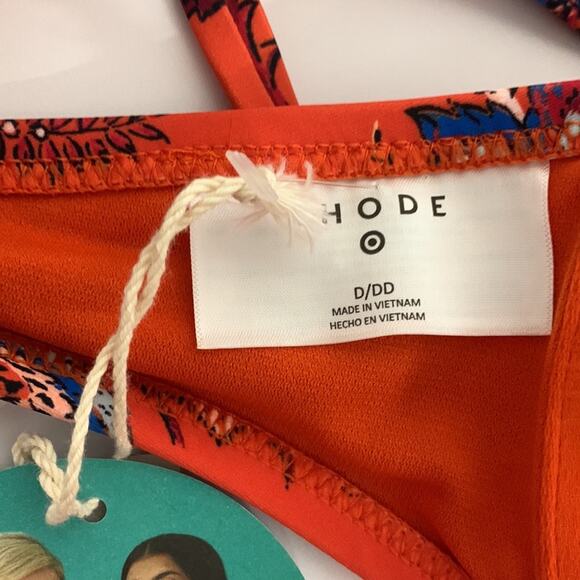 Bikini Top Underwire Leafy Floral Print D/DD - RHODE Orange Floral NWT - Picture 4 of 6